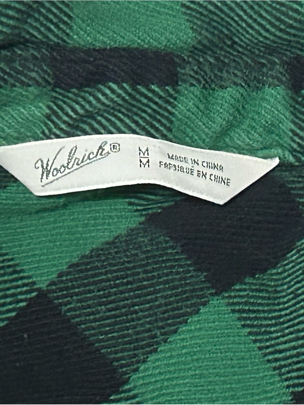 Woolrich Buffalo Check Flannel Shirt Green Black Plaid Cotton Button Up Size M - Picture 3 of 7